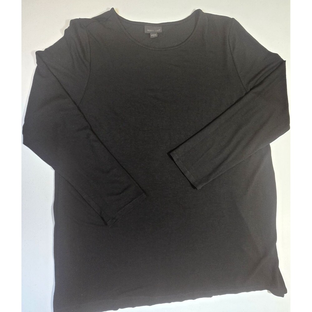 J. JILL Wearever Collection Stretch Black Tee Top Size Large Casual